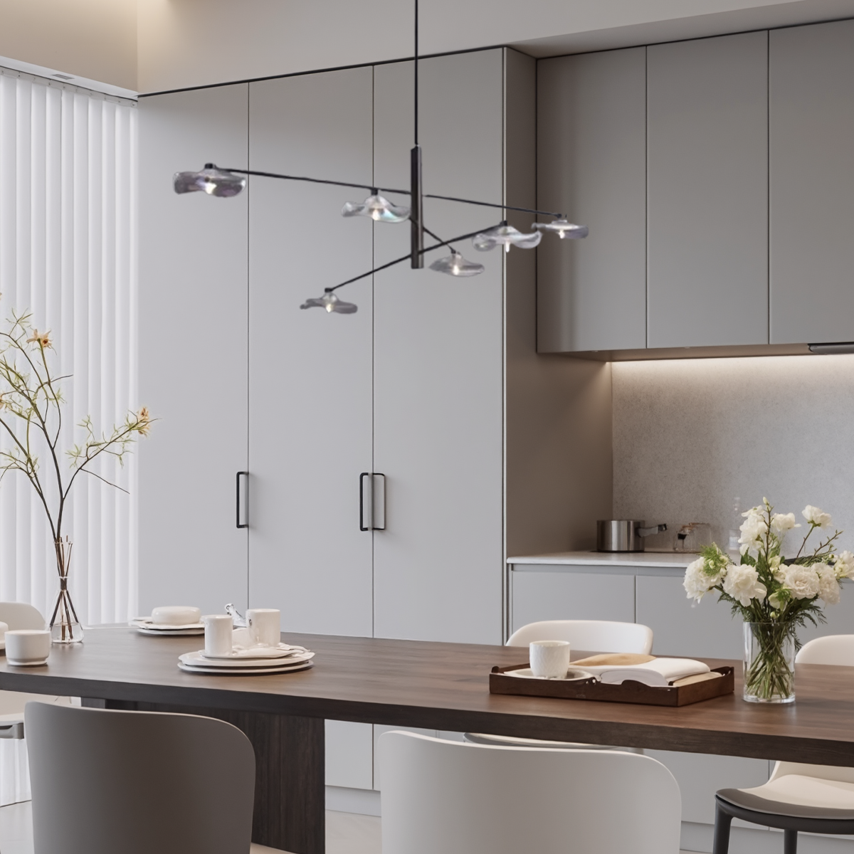 Art Deco Kronleuchter LED Kappenförmig Metall/Glas Klar Wohnzimmer