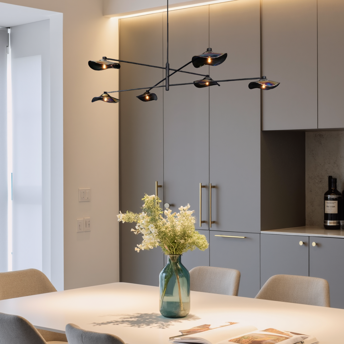 Art Deco Kronleuchter LED Kappenförmig Metall/Glas Klar Wohnzimmer