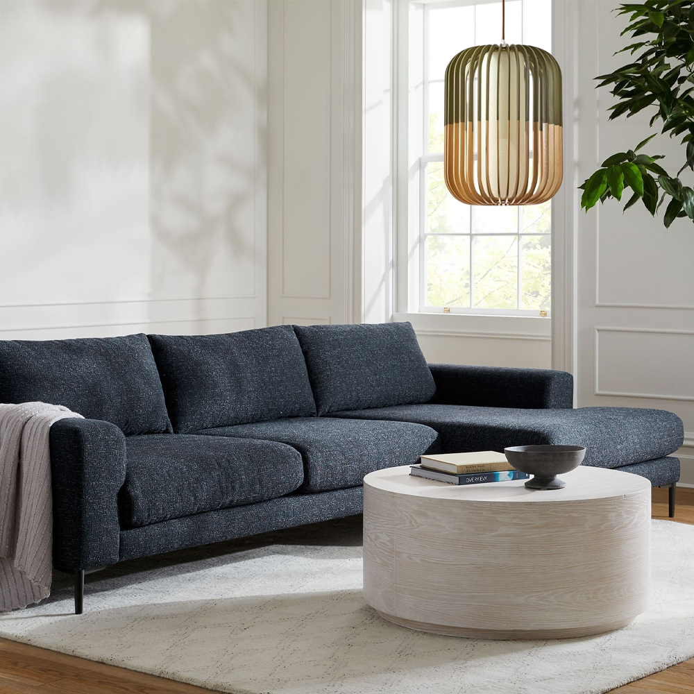 Modern Pendelleuchte LED Zylindrisch Holz Gold Wohnzimmer