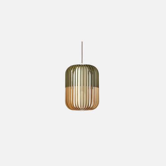 Modern Pendelleuchte LED Zylindrisch Holz Gold Wohnzimmer