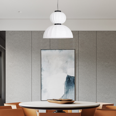 Modern Pendelleuchte LED Kugel Zylindrisch Weiß Kunstseide Wohnzimmer