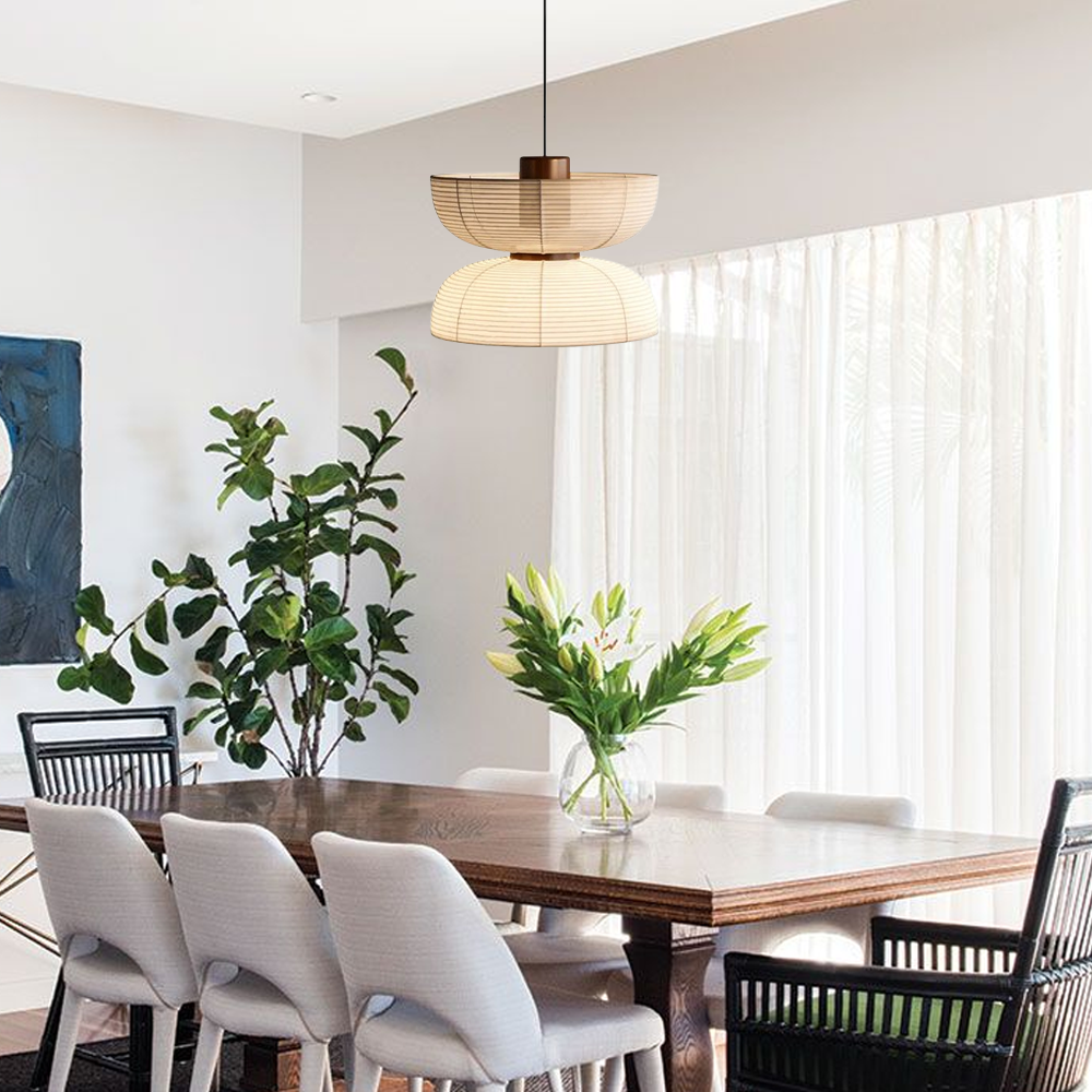 Landhausstil Pendelleuchte LED Kugel Beige Stoff Esszimmer
