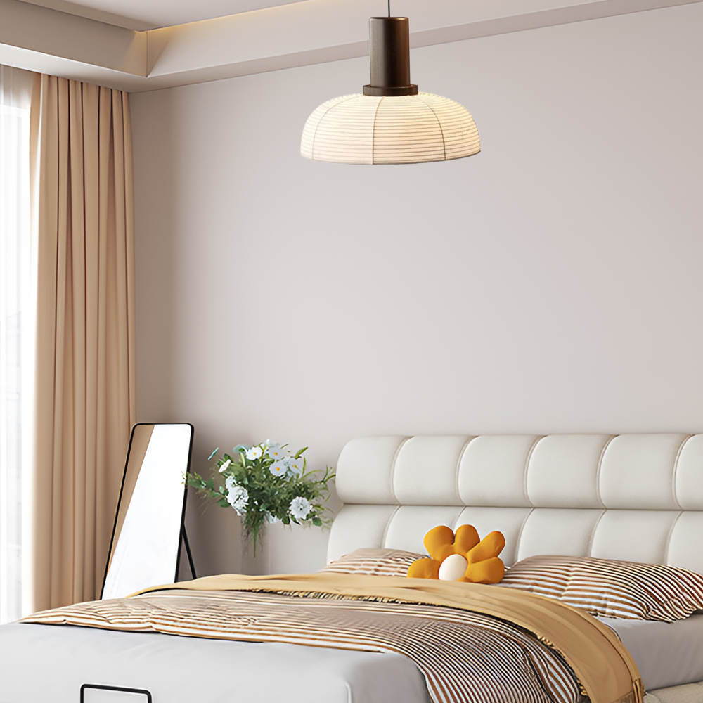 Landhausstil Pendelleuchte LED Kugel Beige Stoff Esszimmer