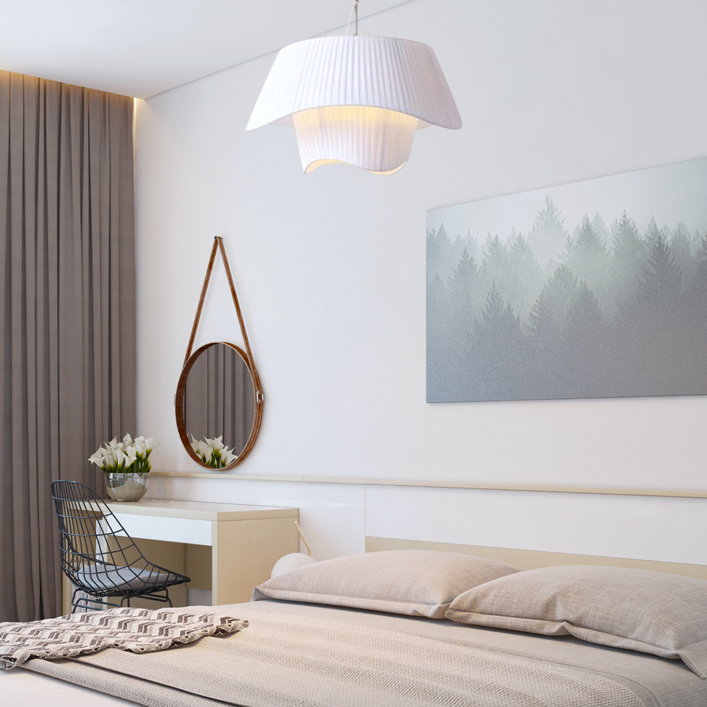 Modern Pendelleuchte LED Welle Weiß Metall Wohnzimmer