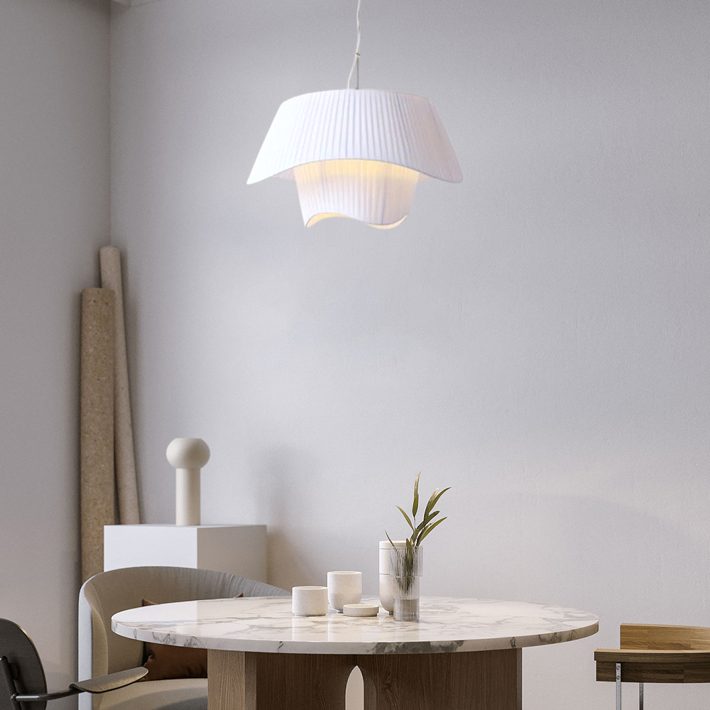 Modern Pendelleuchte LED Welle Weiß Metall Wohnzimmer