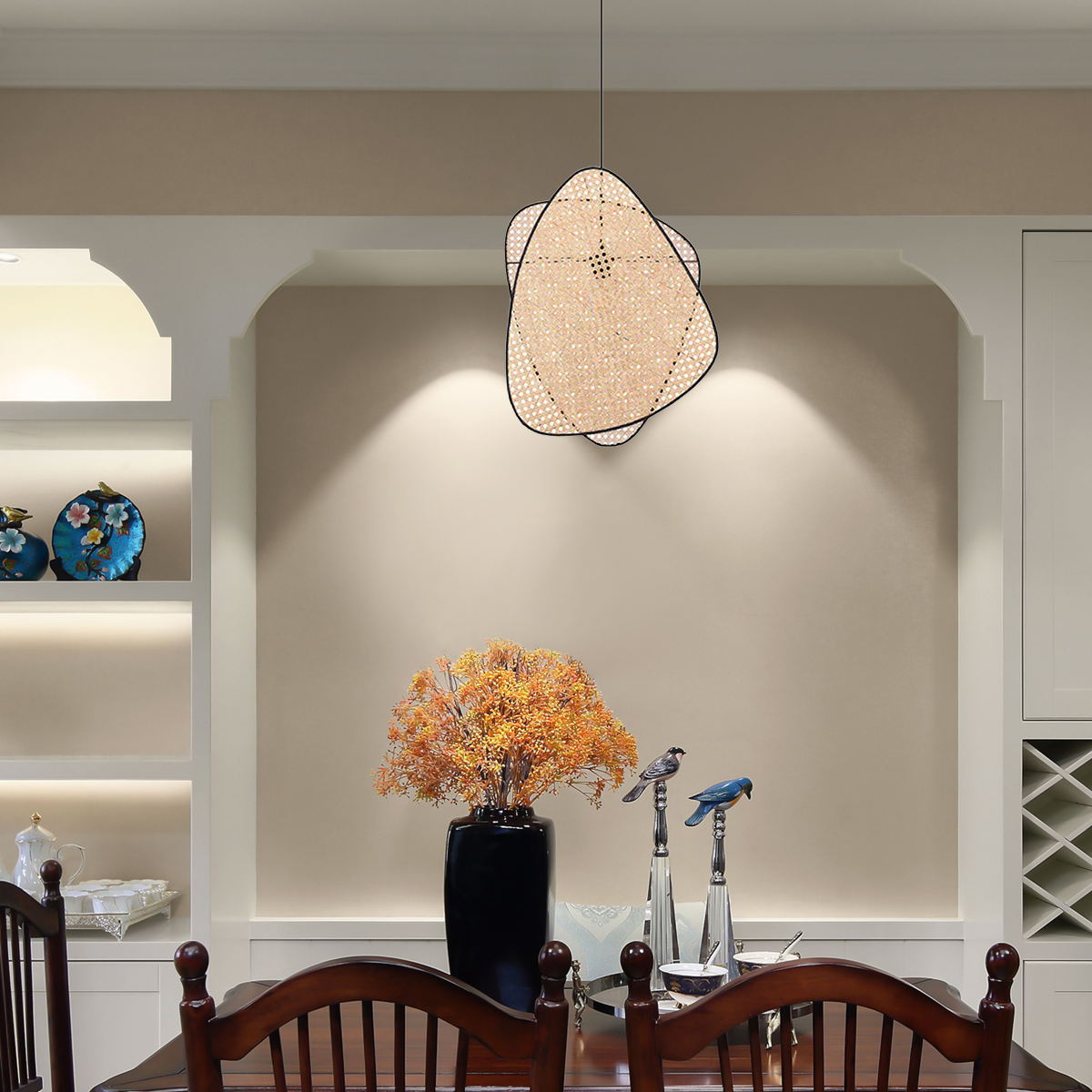 Landhausstil Pendelleuchte LED Rattan  mit hellem Licht
