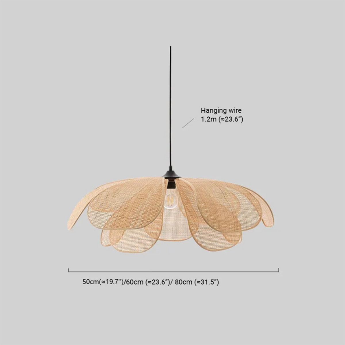 Bauernhaus Pendelleuchte Holz Metall Rattan Blumen Wohnzimmer