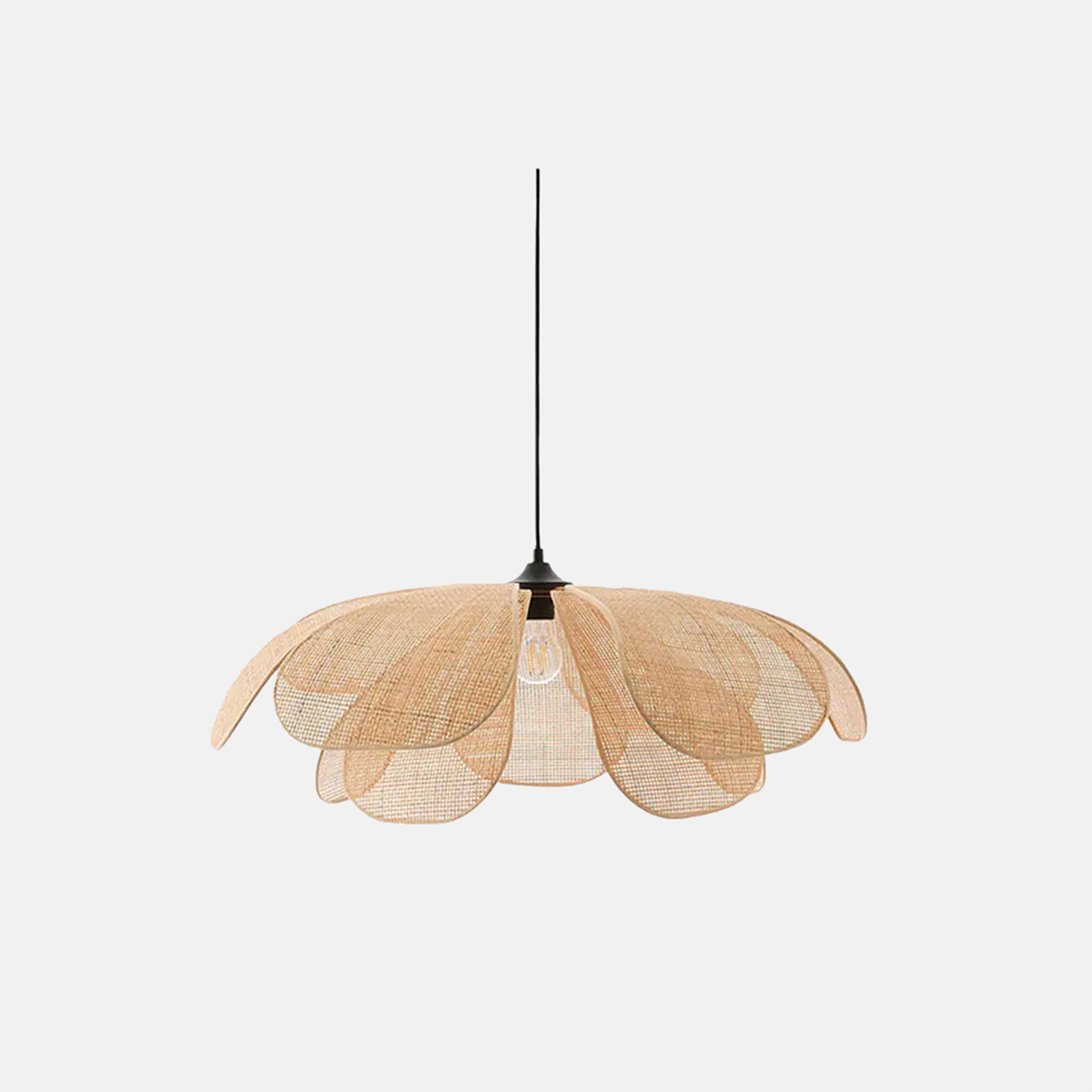 Bauernhaus Pendelleuchte Holz Metall Rattan Blumen Wohnzimmer