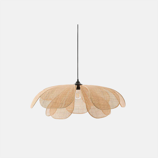 Bauernhaus Pendelleuchte Holz Metall Rattan Blumen Wohnzimmer