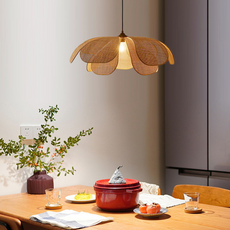 Bauernhaus Pendelleuchte Holz Metall Rattan Blumen Wohnzimmer