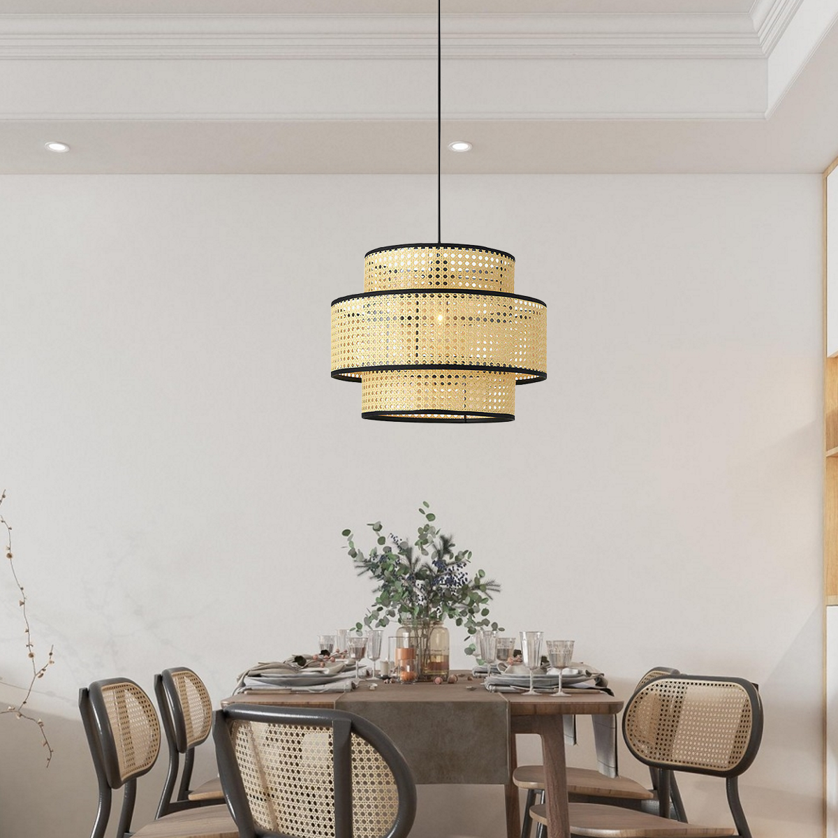 Bauernhaus Anhänger Licht Holz Rattan Laterne Wohnzimmer