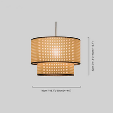 Landhausstil Pendelleuchte LED Zylindrisch Holz Metall Wohnzimmer