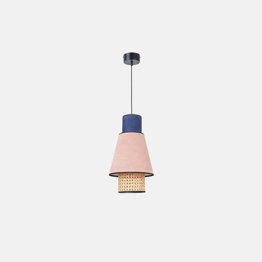 Modern Pendelleuchte LED Geometric Rattan Rosa Esszimmer