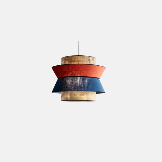Landhausstil Pendelleuchte LED Trommel Metall Rot Wohnzimmer