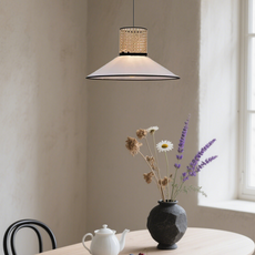 Landhausstil Pendelleuchte LED Metall Konisch Holz Esszimmer