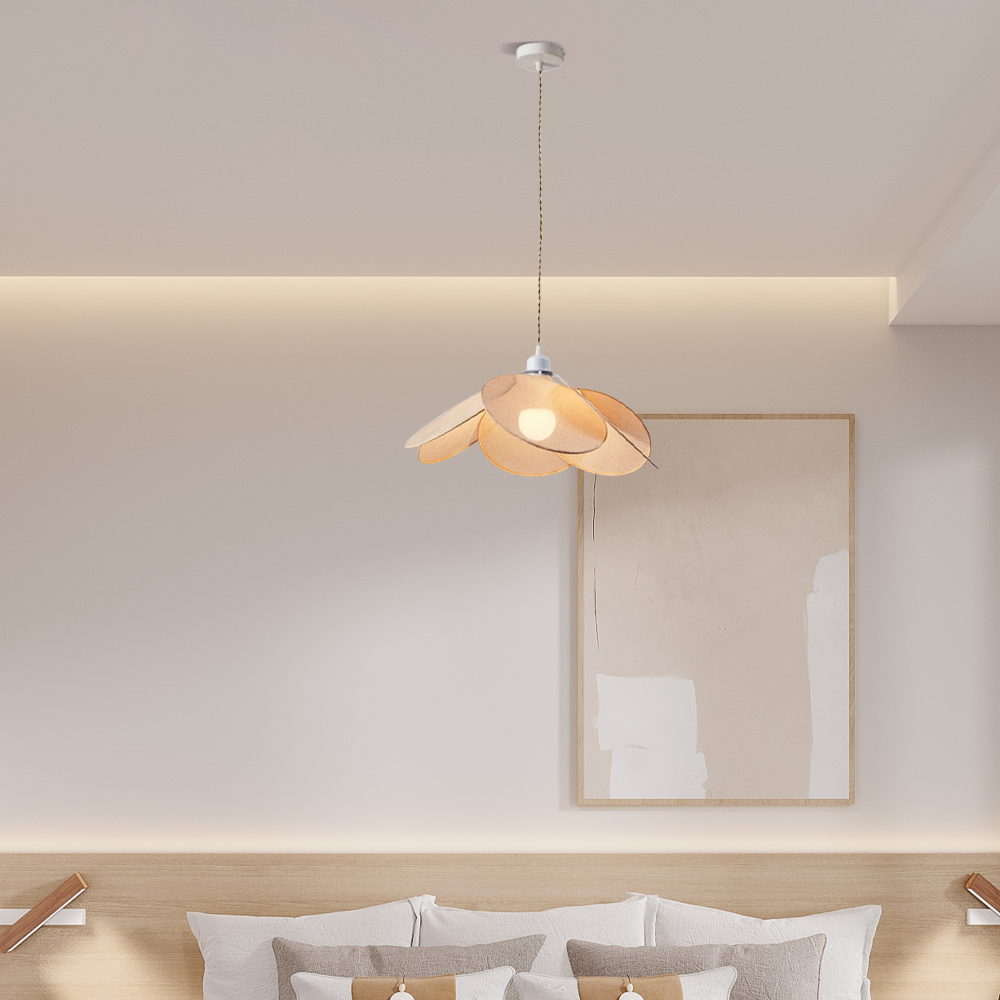 Art Deco Pendelleuchte LED Blumen Beige Metall Wohnzimmer