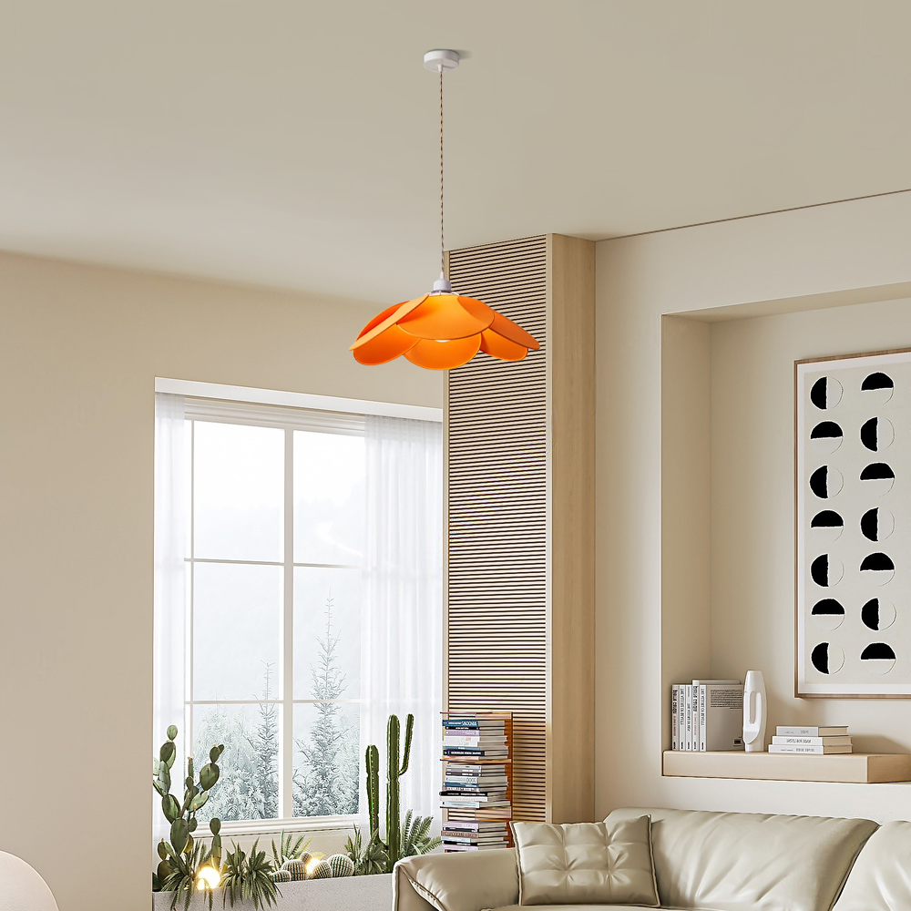 Art Deco Pendelleuchte LED Blumen Orange Metall Wohnzimmer