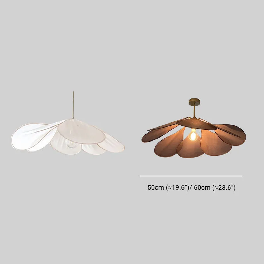 Art Deco Pendelleuchte LED Blumen Weiß/Braun Stoff Esszimmer