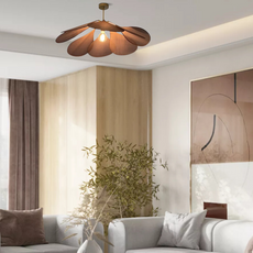 Art Deco Pendelleuchte LED Blumen Weiß/Braun Stoff Esszimmer
