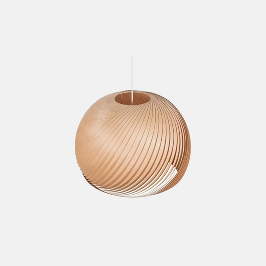 Modern Pendelleuchte LED Kugel Holz Braun Esszimmer