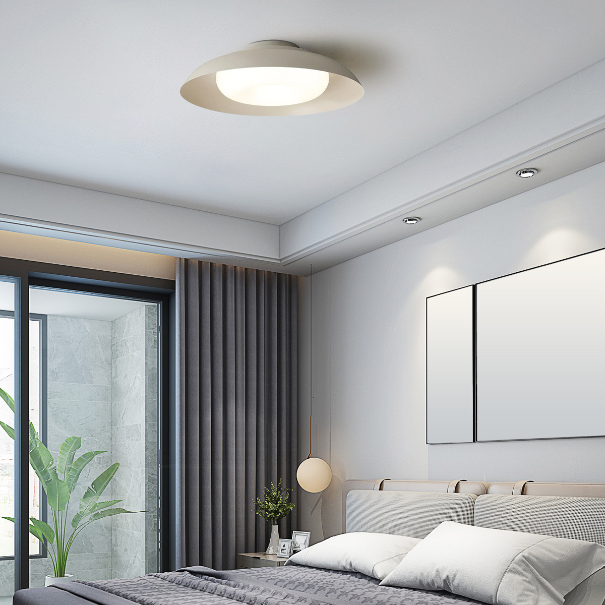 Nordic Deckenleuchte LED Rund Weiß Metall Arbeitszimmer