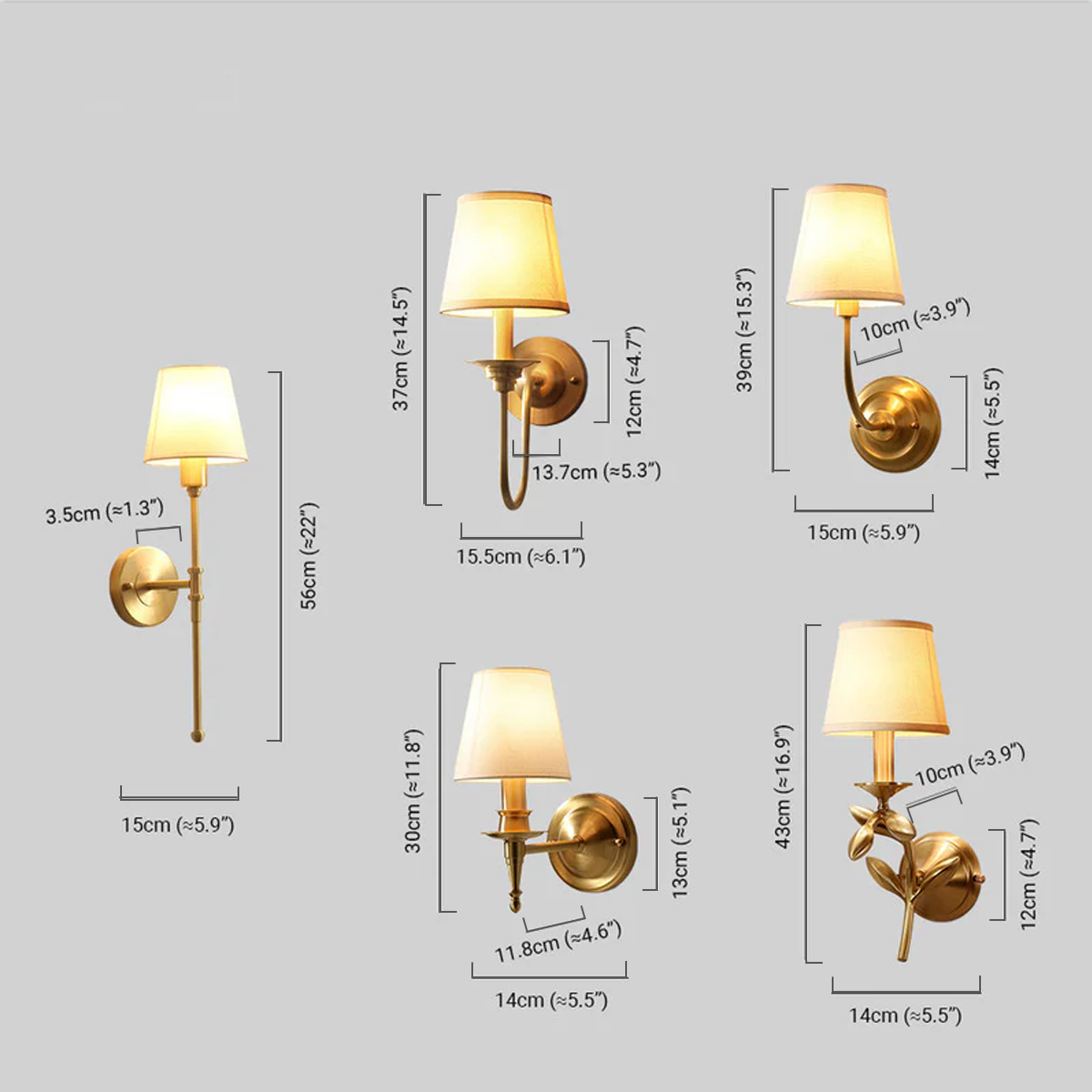 Vintage Wandleuchte LED kappenförmig Gold Kupfer Gewebe Schlafzimmer