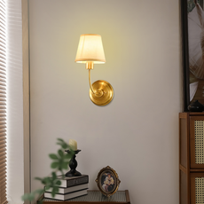 Vintage Wandleuchte LED kappenförmig Gold Kupfer Gewebe Schlafzimmer