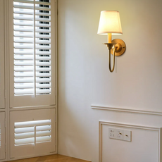 Vintage Wandleuchte LED kappenförmig Gold Kupfer Gewebe Schlafzimmer