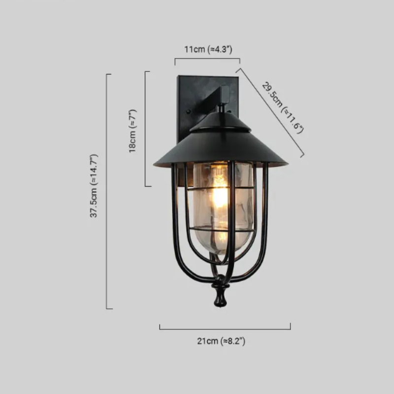 Industriell Wandlampe LED Metall Schwarz Flur/Garten
