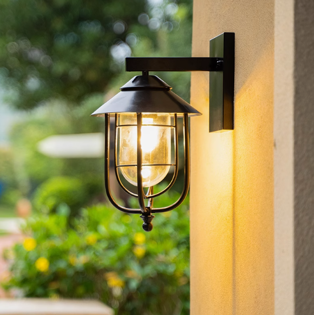 Industriell Wandlampe LED Metall Schwarz Flur/Garten