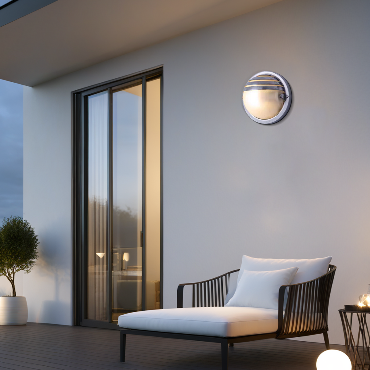 Moderne Wandleuchte LED Silber PC Glas Außen/Garten/Balkon