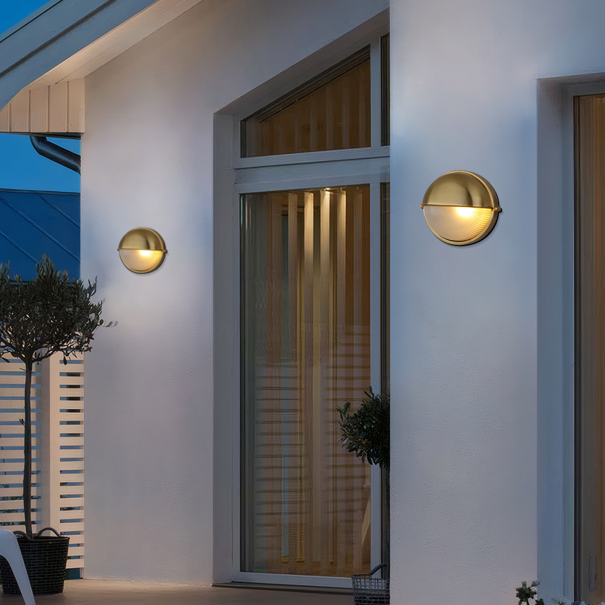 Moderne Außenwandlechte LED Rund Metall Silber/Gold Außen/Garten
