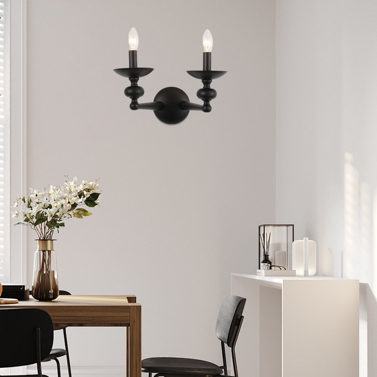 Retro Wandleuchte LED Schwarz Metall/Glas Esszimmer/Wohnzimmer