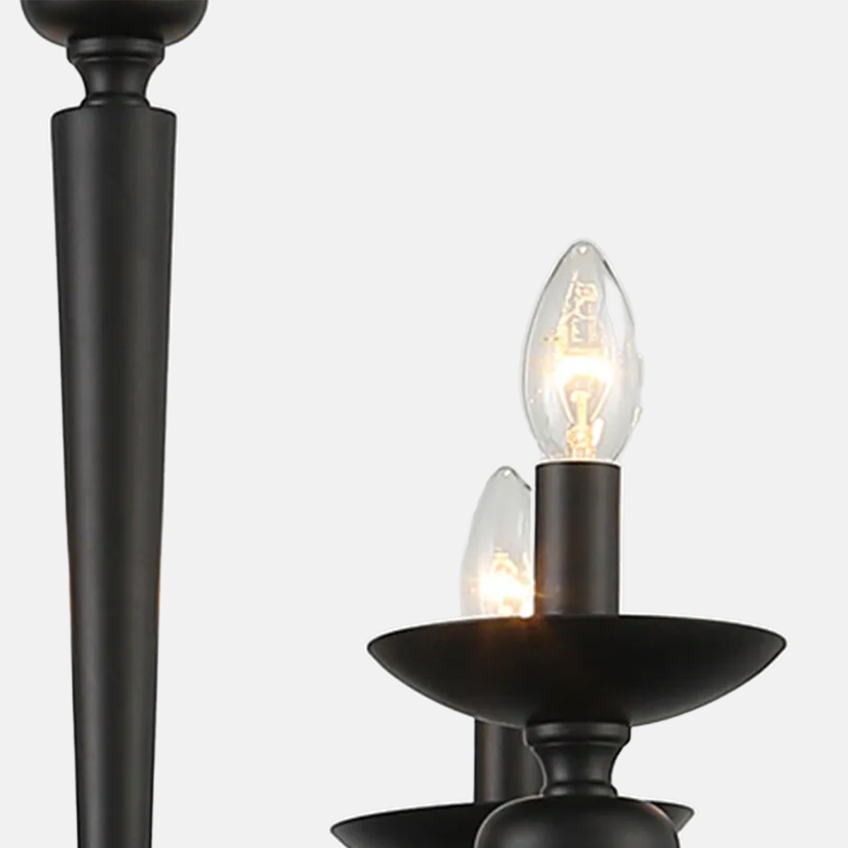 Retro Kronleuchter LED Schwarz Metall/Glas Esszimmer/Wohnzimmer