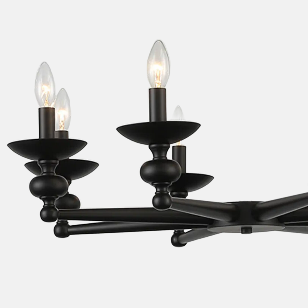 Retro Kronleuchter LED Schwarz Metall/Glas Esszimmer/Wohnzimmer