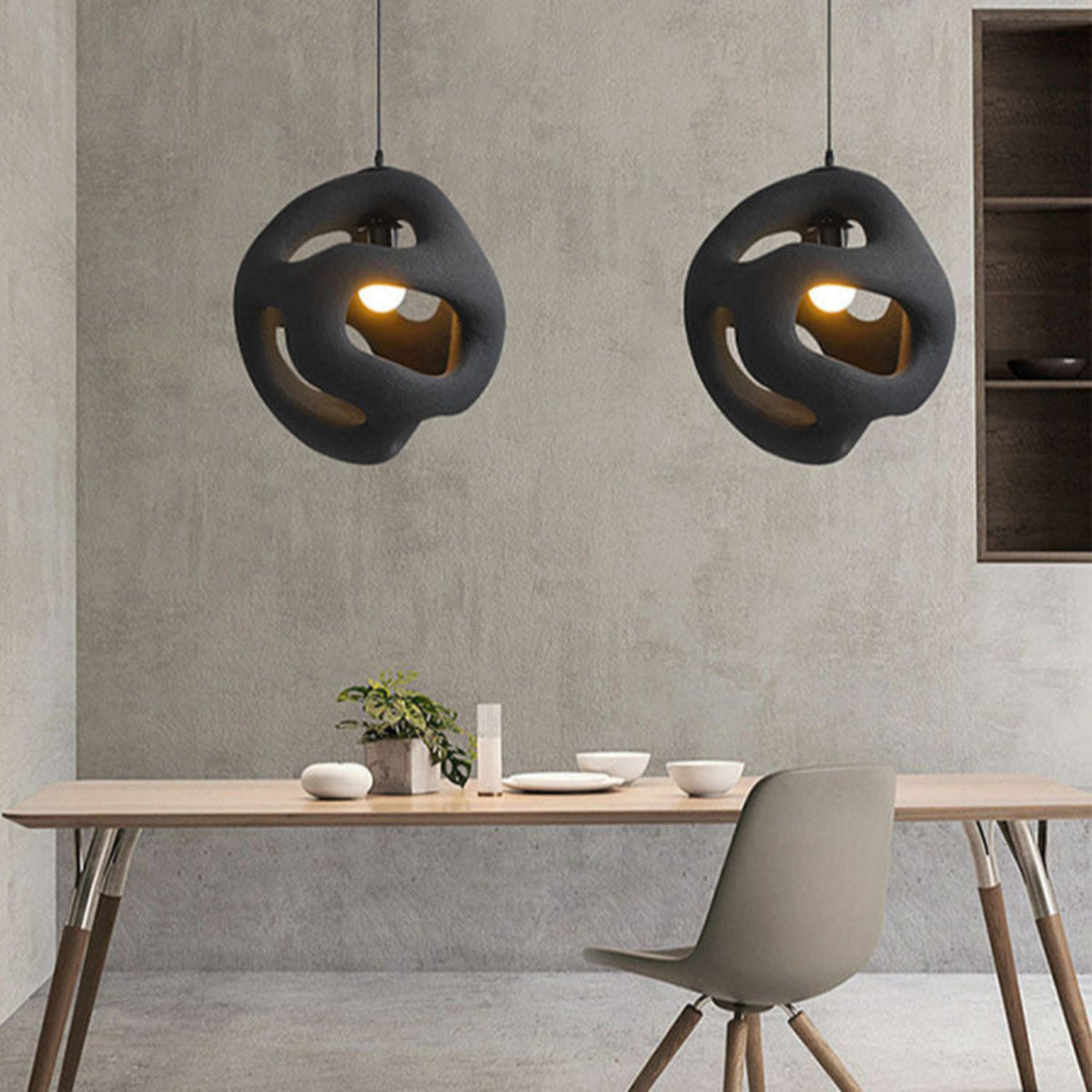 Designer Pendelleuchte Metall Resin Weiß/Schwarz Wohnzimmer
