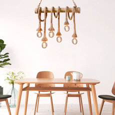 Vintage Pendelleuchte LED Holz Tropfen über dem Esstisch-6 Koepf
