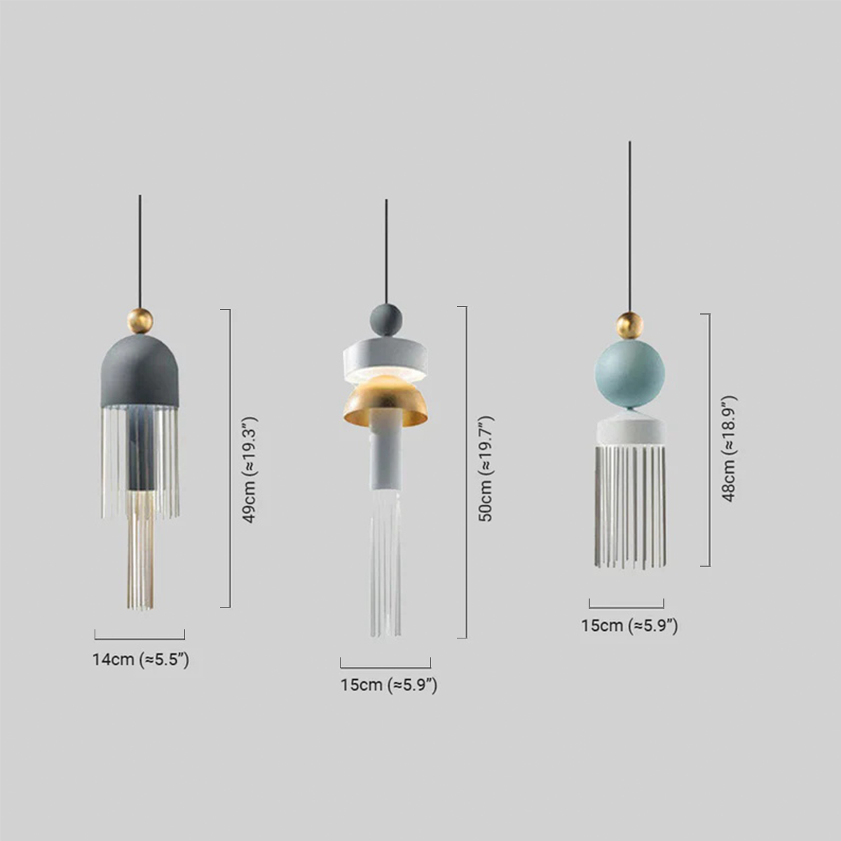 Modern Pendelleuchte LED Quaste Grau/Blaue Metall Schlafzimmer