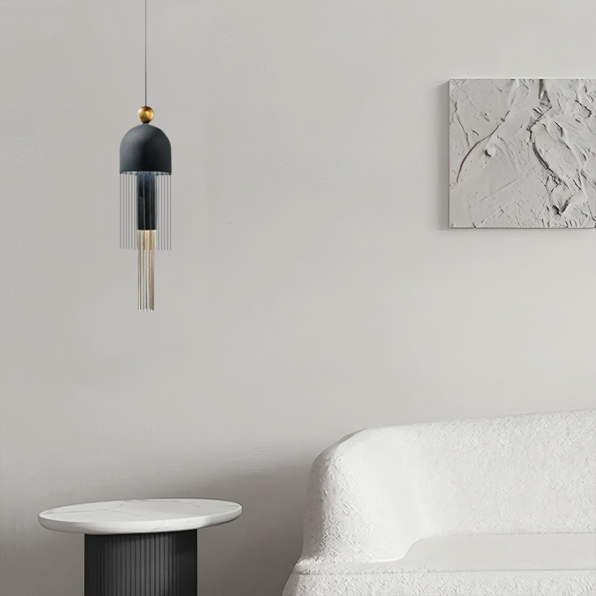 Modern Pendelleuchte LED Quaste Grau/Blaue Metall Schlafzimmer