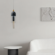 Modern Pendelleuchte LED Quaste Grau/Blaue Metall Schlafzimmer
