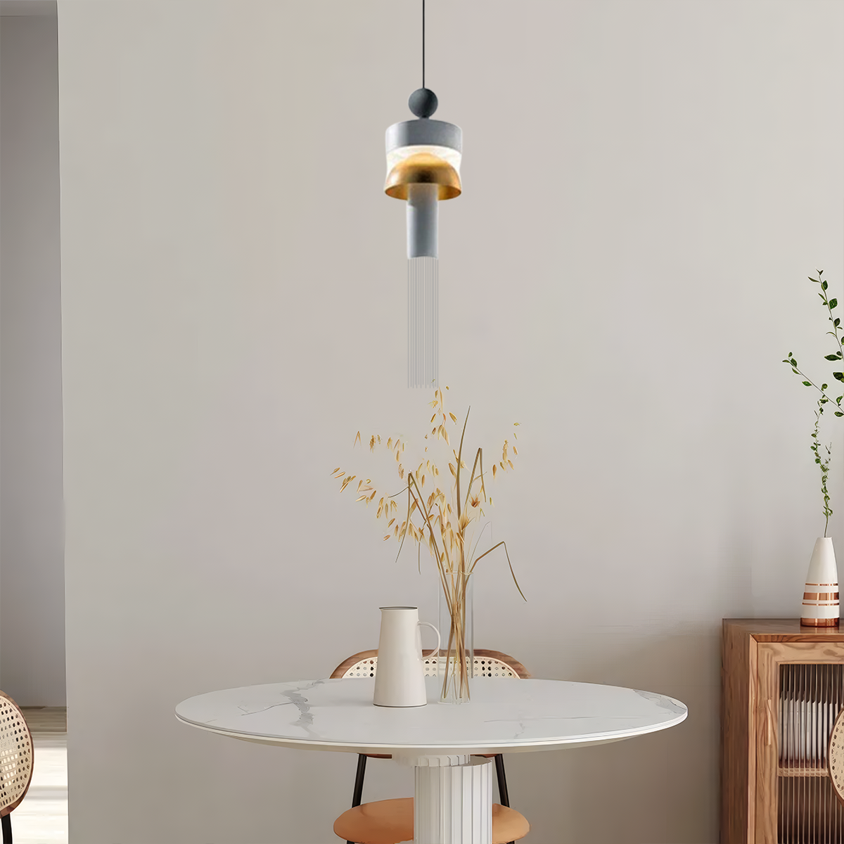 Modern Pendelleuchte LED Quaste Grau/Blaue Metall Schlafzimmer