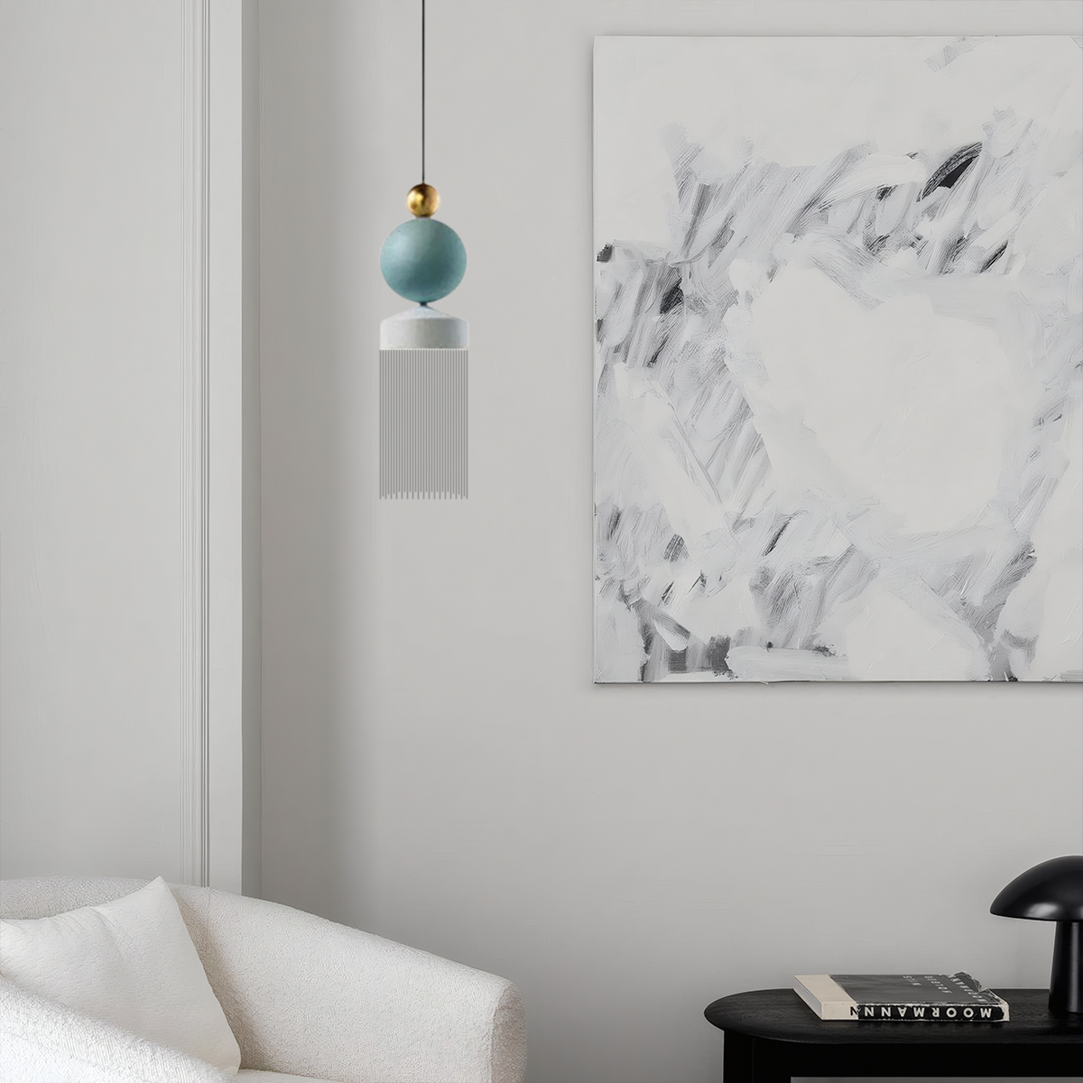Modern Pendelleuchte LED Quaste Grau/Blaue Metall Schlafzimmer