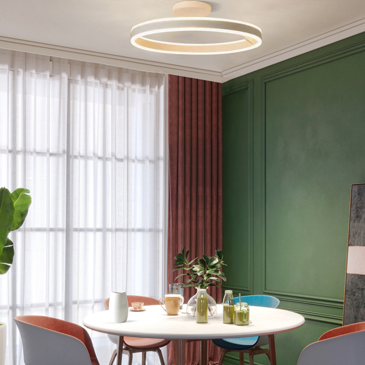 Modern Deckenleuchte LED Ring Schwarz Acryl Esszimmer