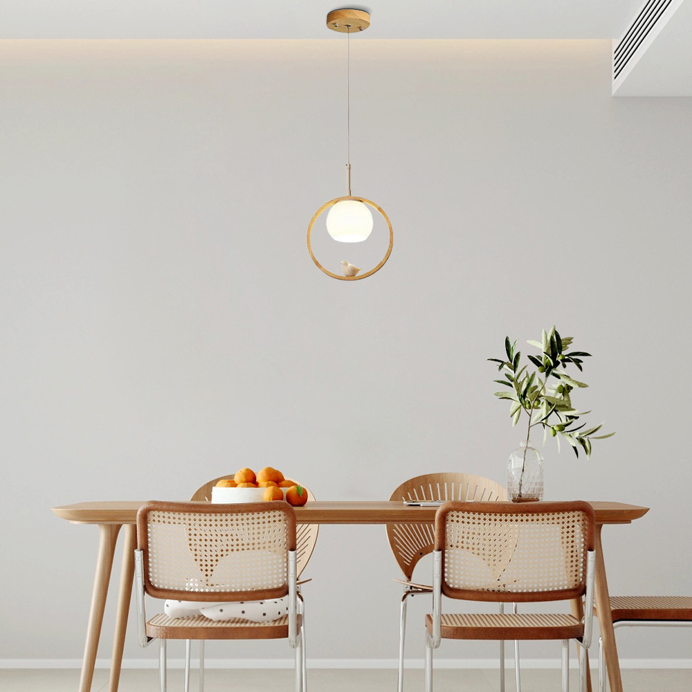 Modern Pendelleuchte Metall/Holz Holzfarbe Schlafzimmer