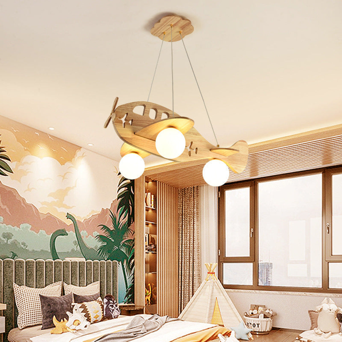 Art Deco Pendelleuchte Holz Holzfarbe Schlafzimmer