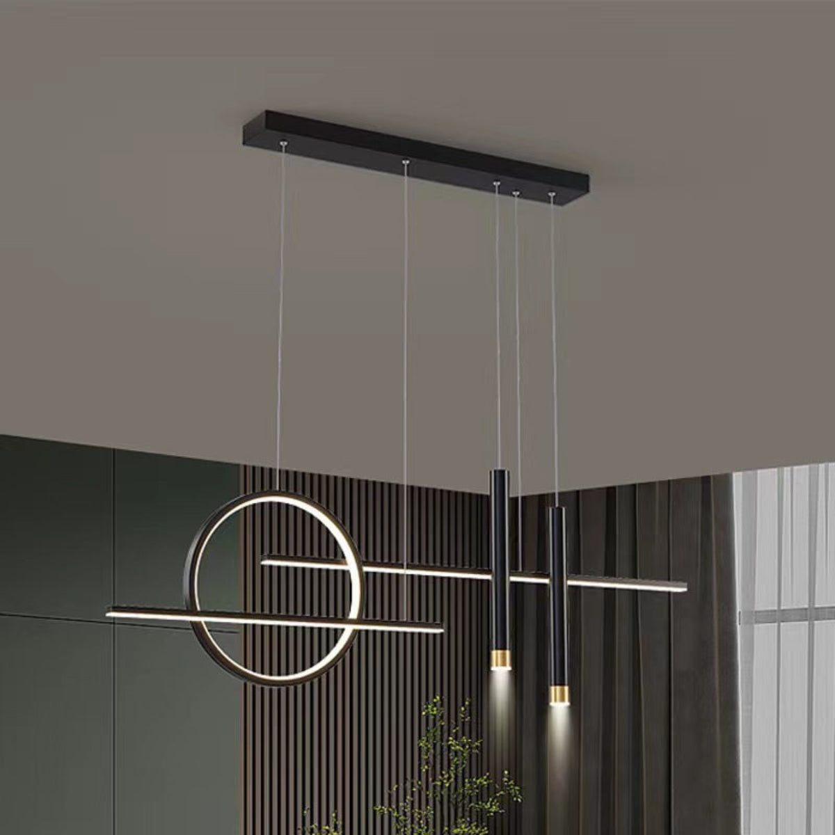 Minimalistisch Pendelleuchte Metall Gold/Schwarz Esszimmer