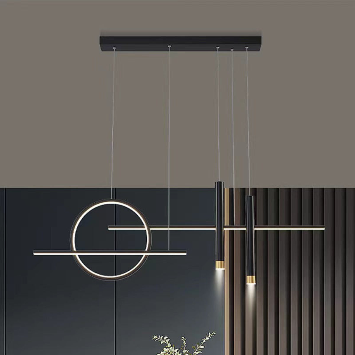 Minimalistisch Pendelleuchte Metall Gold/Schwarz Esszimmer