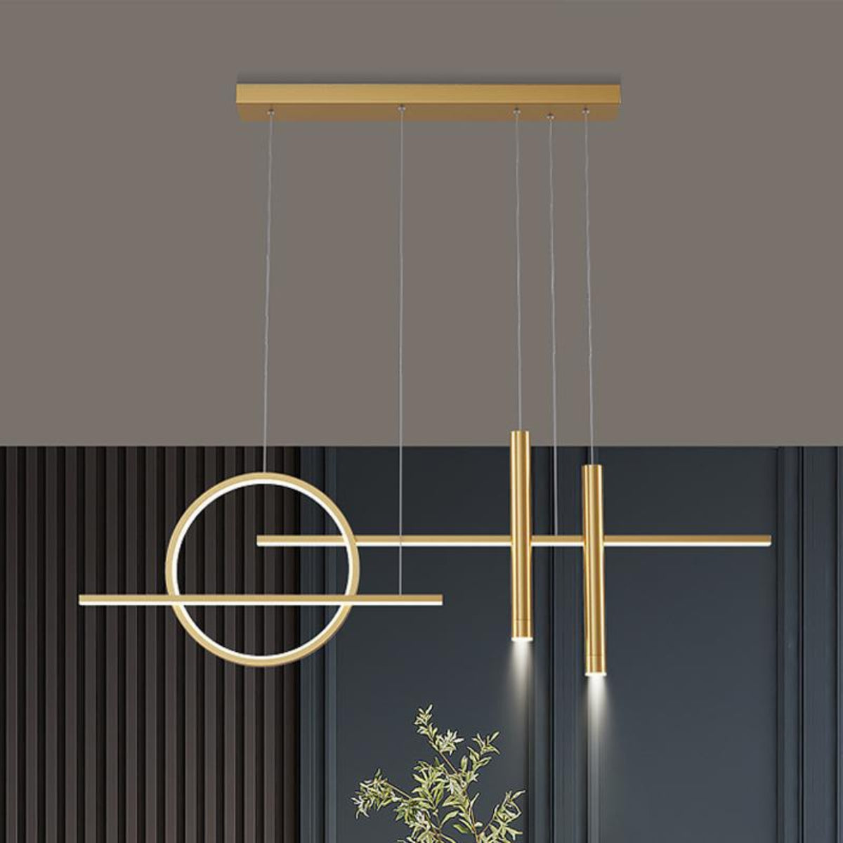 Minimalistisch Pendelleuchte Metall Gold/Schwarz Esszimmer