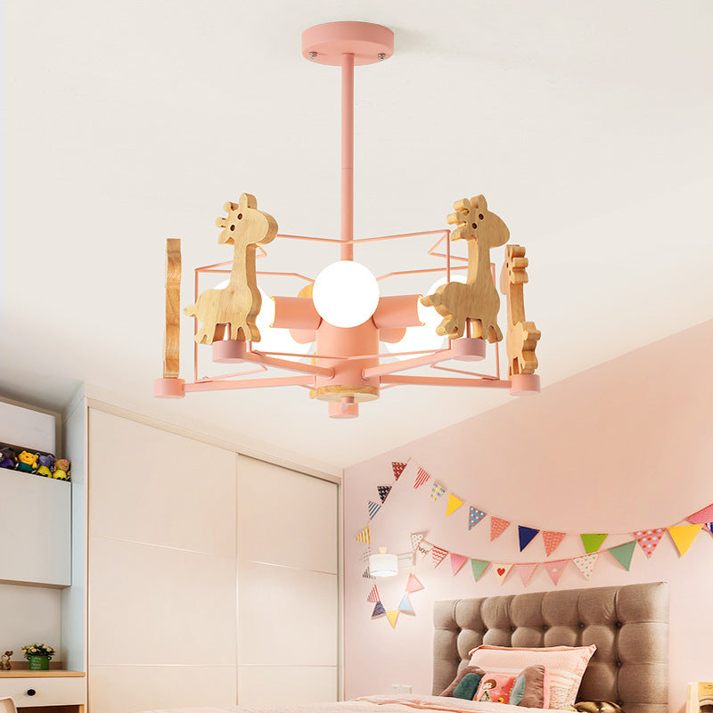 Modern Pendelleuchte Holz Rosa Kinderzimmer