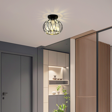 Moderne Deckenleuchte Schwarz/Gold Metall Laterne Flur
